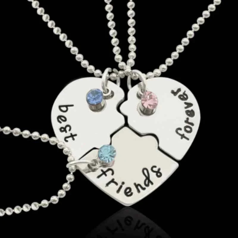 3 piece best friend necklace Women Necklac Chain 3 Piece Set Best Friend Friendship Pendant Bff Matching Necklace Jewelry