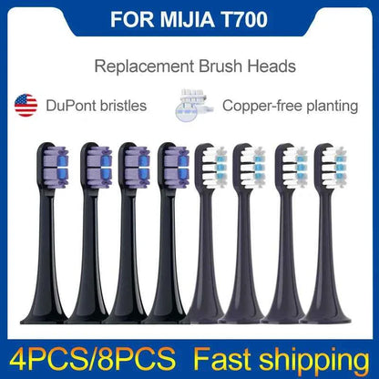 4/8PCS Replacement Brush Heads For XIAOMI MIJIA  T700 Sonic Electric Toothbrush Dupont Bristle with Caps Sealed Pack