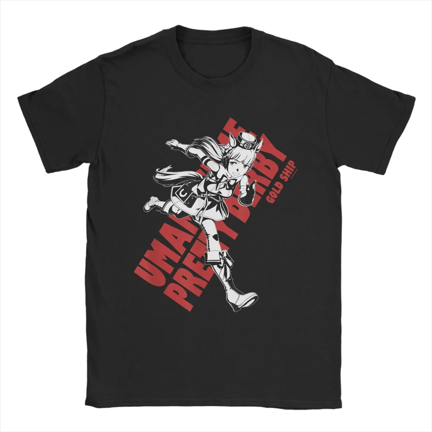Men T-Shirts Umamusume Pretty Derby Gold Ship Funny Pure Cotton Tees Short Sleeve  T Shirts Crewneck Tops Party