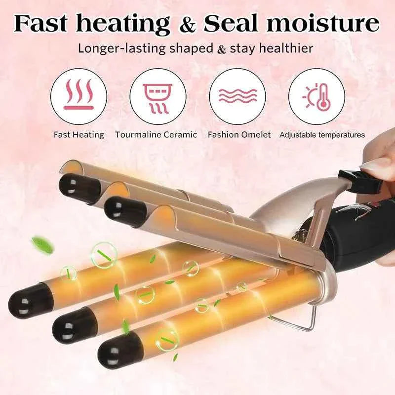 5 Barrel Hair Curler For Long Hair Professional Salon Dual Voltage Hair Curler Wavy Tourmaline Wave Maker 5 Barrels Curling Iron
