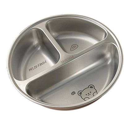 3 Compartments Dinner Plate 304 Stainless Steel Salad Plates Dishes Stackable Portion Control Diet Food Plate Dishwasher Safe
