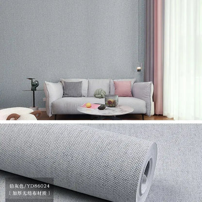 Modern Nordic Linen Textured Wallpaper – Eco-Friendly Non-Woven Solid Color Wall Covering