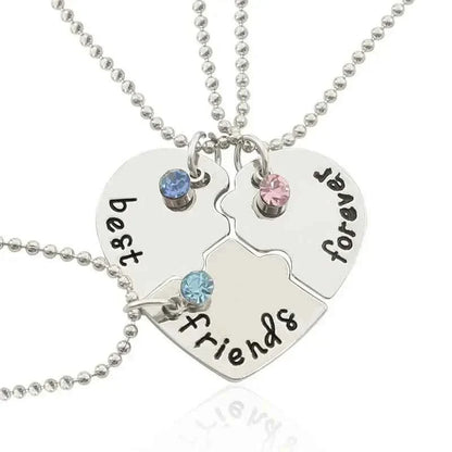 3 piece best friend necklace Women Necklac Chain 3 Piece Set Best Friend Friendship Pendant Bff Matching Necklace Jewelry