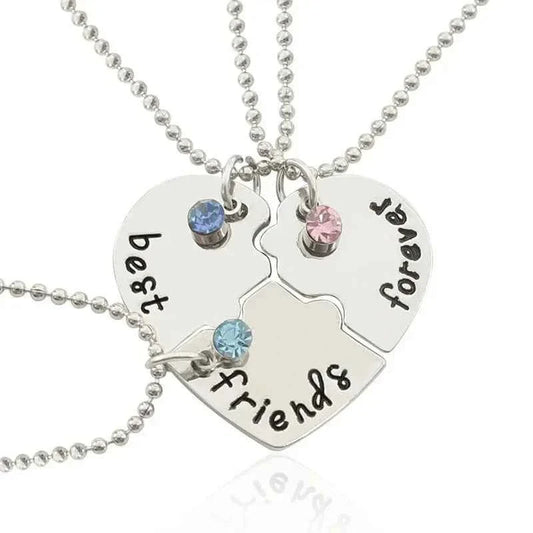 3 piece best friend necklace Women Necklac Chain 3 Piece Set Best Friend Friendship Pendant Bff Matching Necklace Jewelry