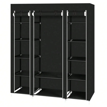 Efoee 69 Inch Wardrobe Organizer, Bedroom Portable Wardrobe, Clothes Rail With Non-Woven Cover, Clothes Storage Rack