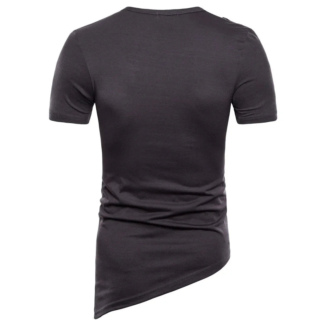 New2026 Men's Summer Short Sleeve T-shirts Trend Irregular Design Lace Up Solid Slim Tees Fashion Gothic Style Casual Shirts Men