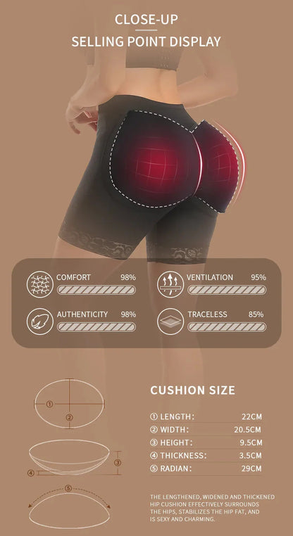Women Butt Lifter Padded Lace Shapewear Thicker Butt Enhancer Control Panties Seamless Fake Buttock Underwear Big Booty Shorts