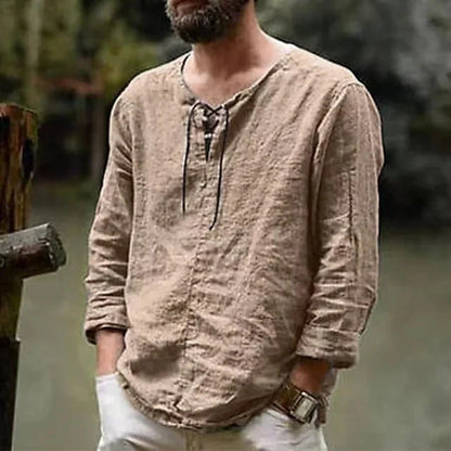 New Spring and Summer Long-sleeved T-shirts for Men's Hot European and American Men's Solid Color Trend