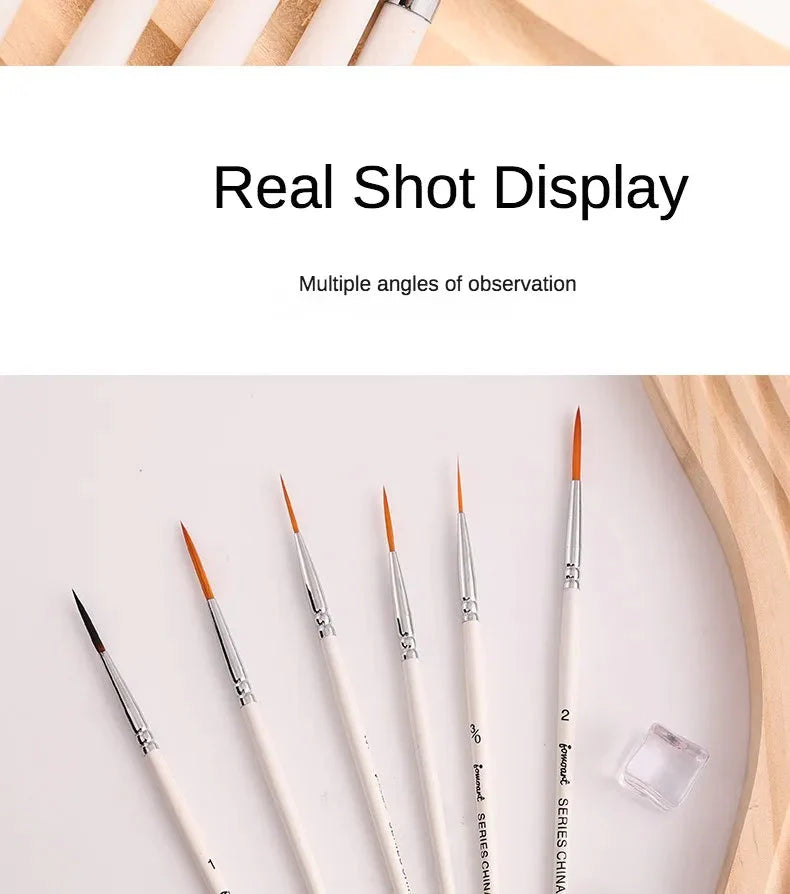 Artist Paint Brush 6 Pcs Set Thin Pen Extra Long Fine Point Liner Tip #000#00#0#1#2#3, Scale Models Nail Acrylic Oil Watercolor