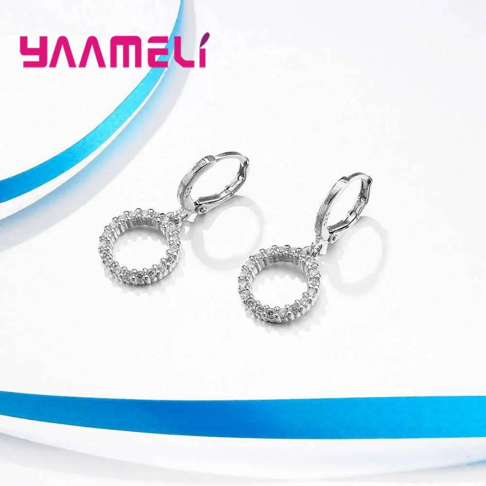 925 Sterling Silver Jewelry Set Necklace And Earrings For Women Party Wedding Engagement Accessories