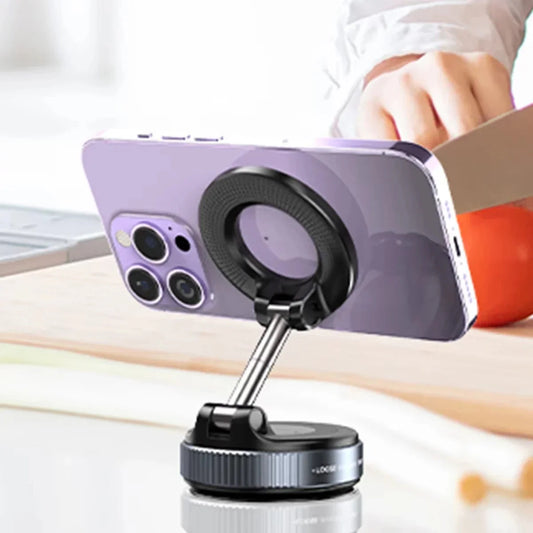 Car Mount Electric Vacuum Magnetic Holder Foldable Strong Suction Stand For Cell Phone For iphone 12 13 14 15 16 Live Streaming