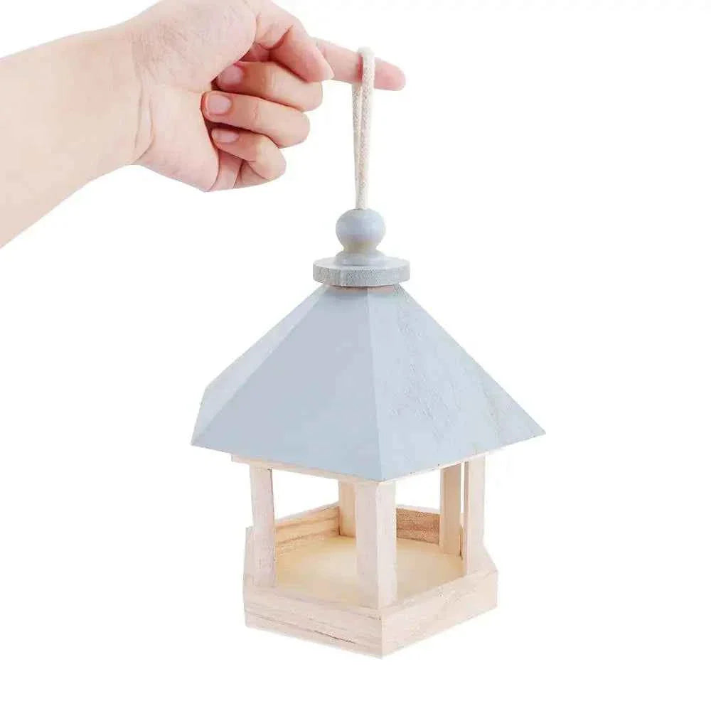 Wooden House Bird Feeder Outdoor Wooden Birds House Hanging Feeding Station Hollow Bird Feeder Food Container for Garden Park
