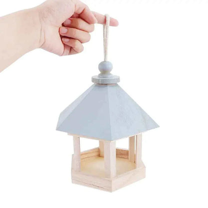 Wooden House Bird Feeder Outdoor Wooden Birds House Hanging Feeding Station Hollow Bird Feeder Food Container for Garden Park