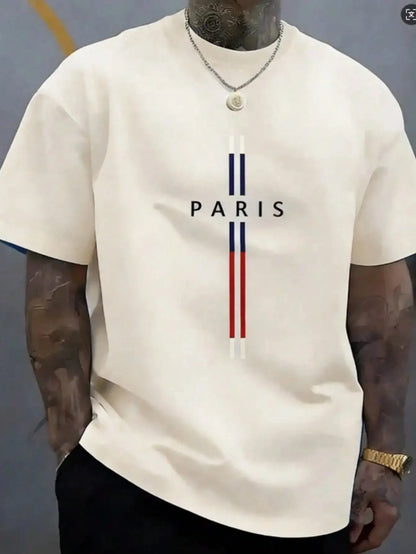 Parisian Style Men's Pure Cotton Casual T-Shirt, Simple and Stylish Crew Neck Short Sleeve T-Shirt for Everyday Wear