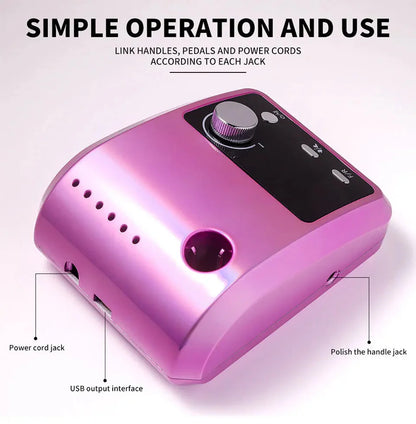 45000RPM Nail Drill Machine Professional Nail Lathe with Large LCD Screen Smart Electric Manicure Polisher Nail Art Tools
