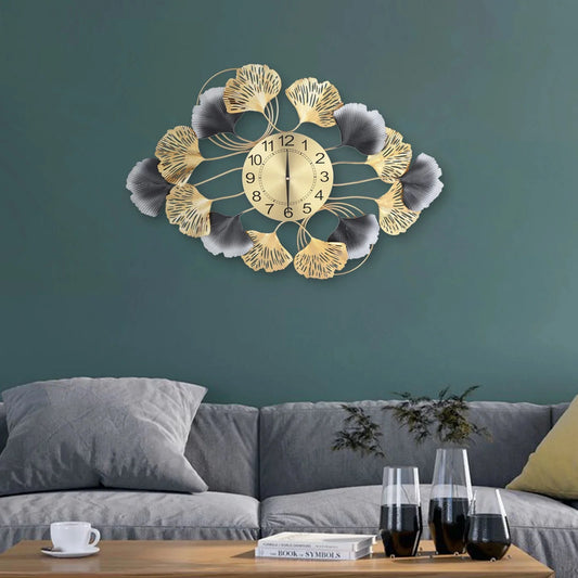 Background Art Display Design Round Gold Clock 8"