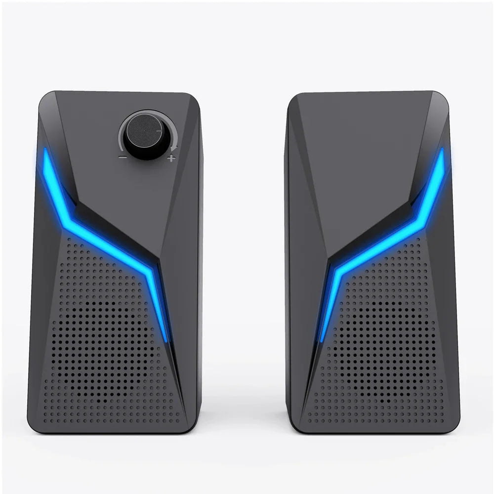 Computer Gaming Speakers PC Sound Box HIFI Stereo Microphone USB Wired With LED RGB Lighting Strong Bass 2.0 Loudspeaker
