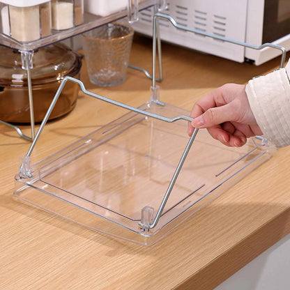 Foldable Desktop Storage Shelf Easy To Assemble  Multifunction Large Space Stackable Space Saving Stylish for Bathroom