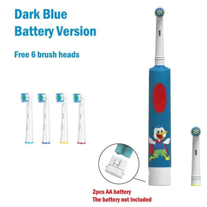 Kids Electric Toothbrush Colorful Cartoon Soft Bristle Rounded Vibrate Heads Teeth Brush Gum Care Battery Power 3-15 Years Old