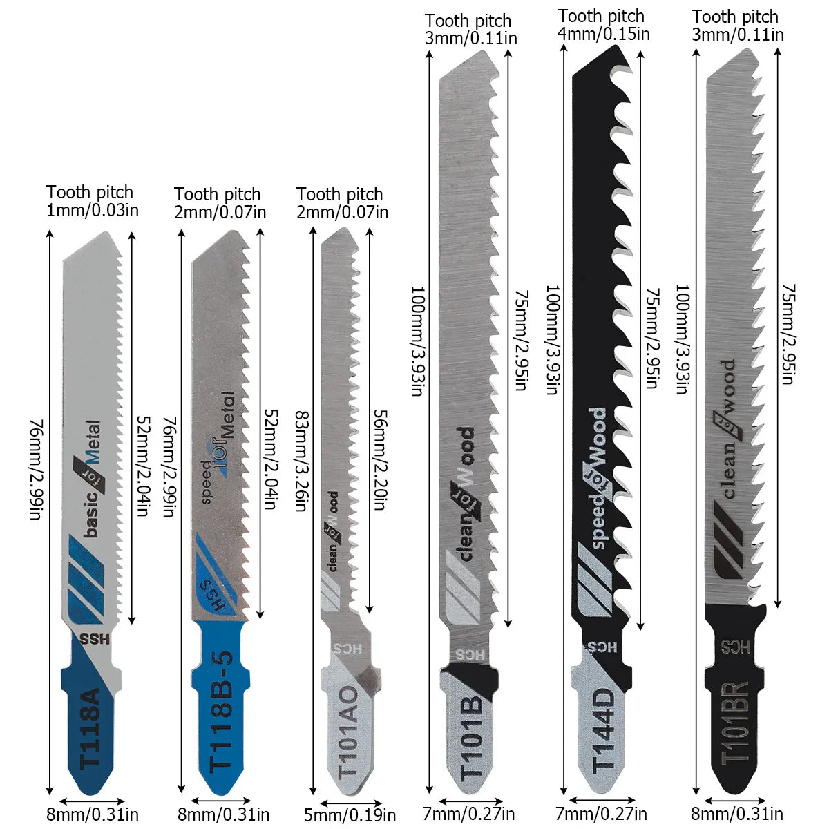Professional T-Shank Jigsaw Blade Set - 10/50 Pcs High-Carbon Steel Kit for Wood & Thin Metal - Compatible with Bosch/DEWALT/Makita