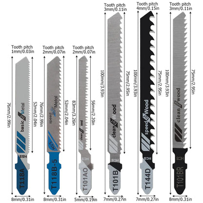 Professional T-Shank Jigsaw Blade Set - 10/50 Pcs High-Carbon Steel Kit for Wood & Thin Metal - Compatible with Bosch/DEWALT/Makita