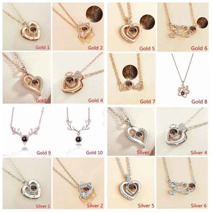 New Letter Necklace 100 Languages I Love You Projection Pendant Necklace Women Jewelry Collier Femme Bijoux Best Friends Gifts