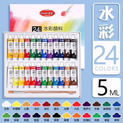 Watercolor Paint Set Art Painting Tools for Students Painting Beginners 12 Colors Washable 24 Colors