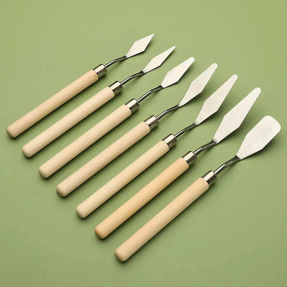 Art Supplies 7Pcs/Set Stainless Steel Oil Painting Knives Artist Crafts Spatula Palette Oil Painting Mixing Knife Scraper