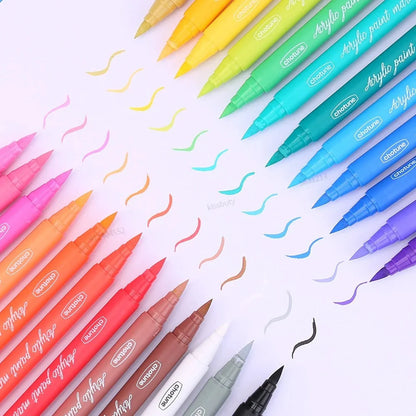 36 Colors Pastel Acrylic Paint Pens  Brush Markers for Wood Canvas Stone Rock Painting Glass Ceramic Fabric Metal Art Supplies