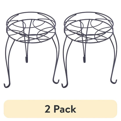 2 Pack Round Metal Plant Stand Indoor Outdoor Display Holder Collapsible Space Saving Iron Durable Rustproof Pots up to 9 Inch