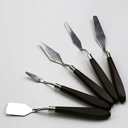 Hot 5PCS Stainless Steel Scraper Spatula Art Supplies for Artist Canva Oil Paint Color Mixing Palette Knife Painting Wholesale