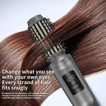NewCordless Hair Curling Iron Brush USB Rechargeable Travel Heated Round Brush 2-in-1 Electric Hair Curling Wand Styling Tools