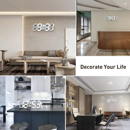 3D LED Digital Clock 12/24H Time Display Colorful Clock for Office/Living Room/Meeting Room/Kitchen