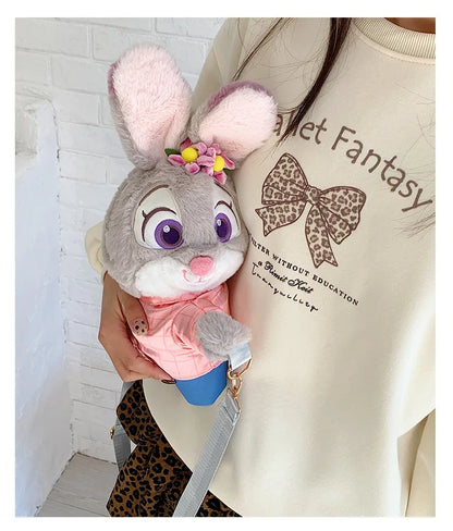 New Zootopia Doll Crossbody Bag Cartoon Judy Hopps Shoulder Bag Holiday Gift Large Capacity Portable Storage Commuter Bag
