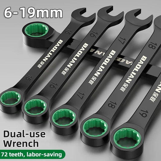 Dual-Purpose Wrench Fast Plum Blossom Ratchet Wrench Industrial Grade 72 Tooth Labor-Saving, Fast and Durable Dual-use Wrench