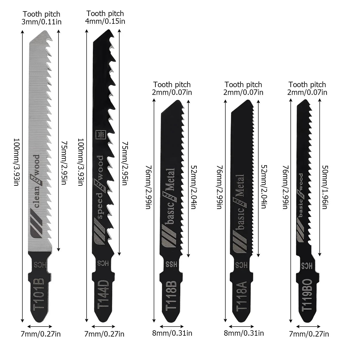 Professional T-Shank Jigsaw Blade Set - 10/50 Pcs High-Carbon Steel Kit for Wood & Thin Metal - Compatible with Bosch/DEWALT/Makita