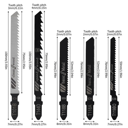 Professional T-Shank Jigsaw Blade Set - 10/50 Pcs High-Carbon Steel Kit for Wood & Thin Metal - Compatible with Bosch/DEWALT/Makita