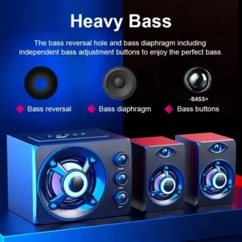 HIFI 3D Stereo Speakers Upgrade With LED Light AUX USB Wired Wireless Bluetooeh 5.0 Audio Home Theater Surround Sound Bar TV