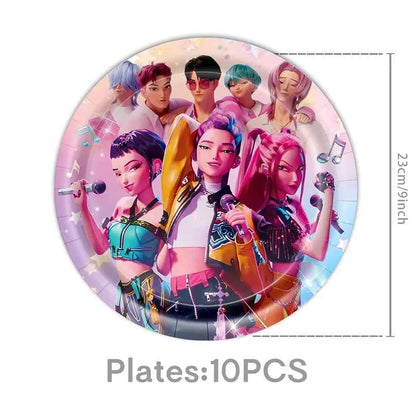 K-Pop Demon Hunters Birthday Decorations Girls Birthday Party Tableware Balloons Set Cup Plates Girls Favor Kpop Warriors Supply