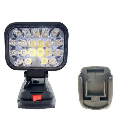 Heavy-Duty LED Work Light - Compatible with Makita/Dewalt/Milwaukee 18V Li-ion Batteries - Portable Camping & Emergency Flashlight