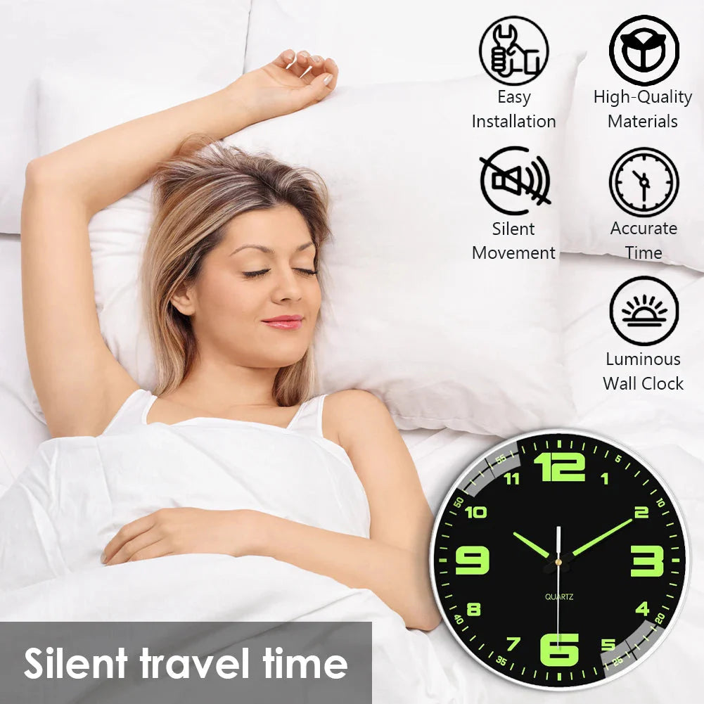 Glow In The Dark Luminous Numbered Round Clock