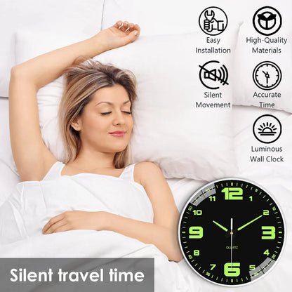 Glow In The Dark Luminous Numbered Round Clock