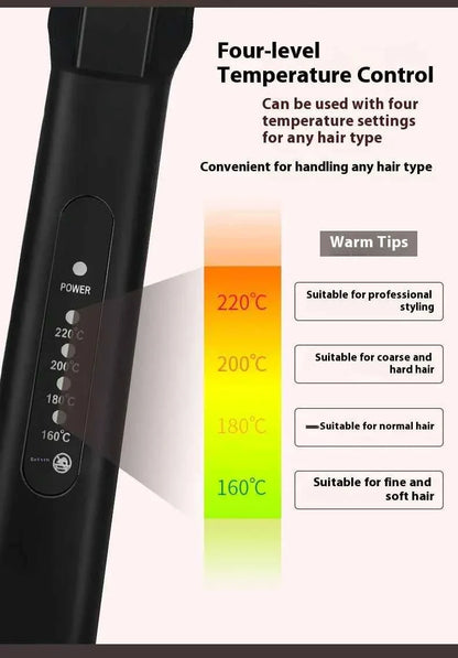 Dual Use Hair Straightener Curling Iron 4 Temperature Settings Portable Styling Tool for Straightening Curling Air Bangs