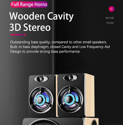 HIFI 3D Stereo Speakers Upgrade With LED Light AUX USB Wired Wireless Bluetooeh 5.0 Audio Home Theater Surround Sound Bar TV