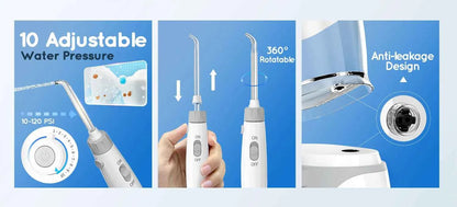 Home Water Flosser, 600 ml Large Capacity,10 Adjustable Pressures,6 Home Nozzles Professional Oral Irrigator for Teeth Clean