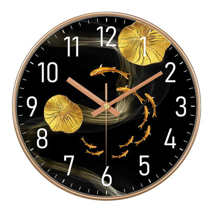 Simple Luxury Quartz Clock Hanging Wall Fish Decoration Modern Style Restaurant Living Room Home Decor Clock 8 10 12 Inche