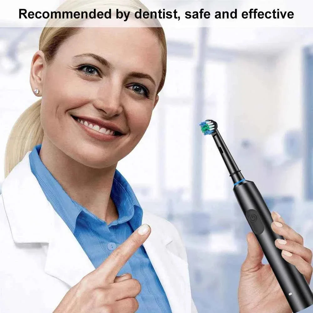 Electric Rotating Toothbrush Deep Clean Whitening Teeth for Adult Ultrasonic Toothbrush with 4/8pcs Refill Replacement Heads