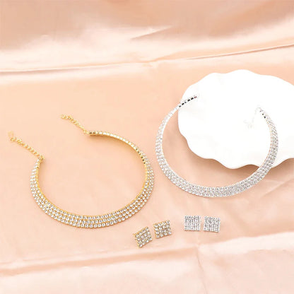 4Pcs/set Bridal Jewelry Set Necklace Bracelets Ring Earrings Set Super Gorgeous Luxury Shiny Fashion Jewelry Party Gift