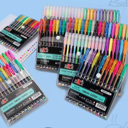 Kit 60 Colored Gel Pen Set, Glitter Metallic Pastel Neon Pen 12 24 36 48 Colors