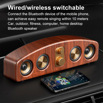 New Wireless BlueTooth Loudspeaker Box Wood Grain Retro Desktop High-power 3D Stereo Subwoofer Computer Audio Portable Sound-bar